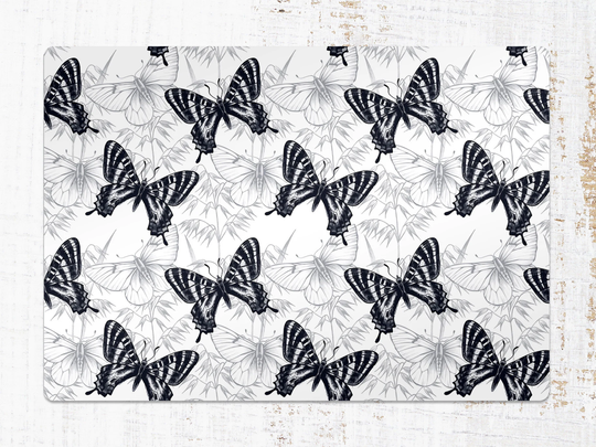 Retro Butterfly Chair Mat, Black Splat Gray Vinyl Floor Animals Protective Pvc Office Room Rug, Gift Idea