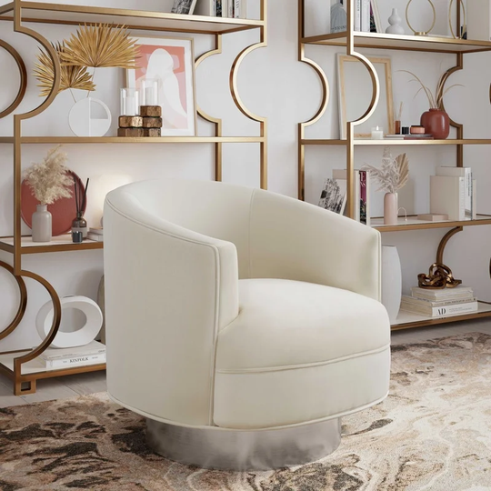 Stella Velvet Swivel Chair - Silver Base by Inspire Me Home Decor