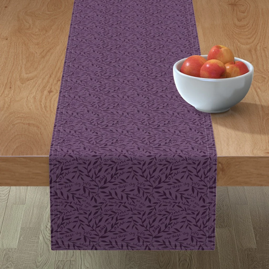 Catholic Table Runner - Bless Us O Lord By Thelittleroseshop Prayer in Purple Lent Advent Cotton Sateen Spoonflower
