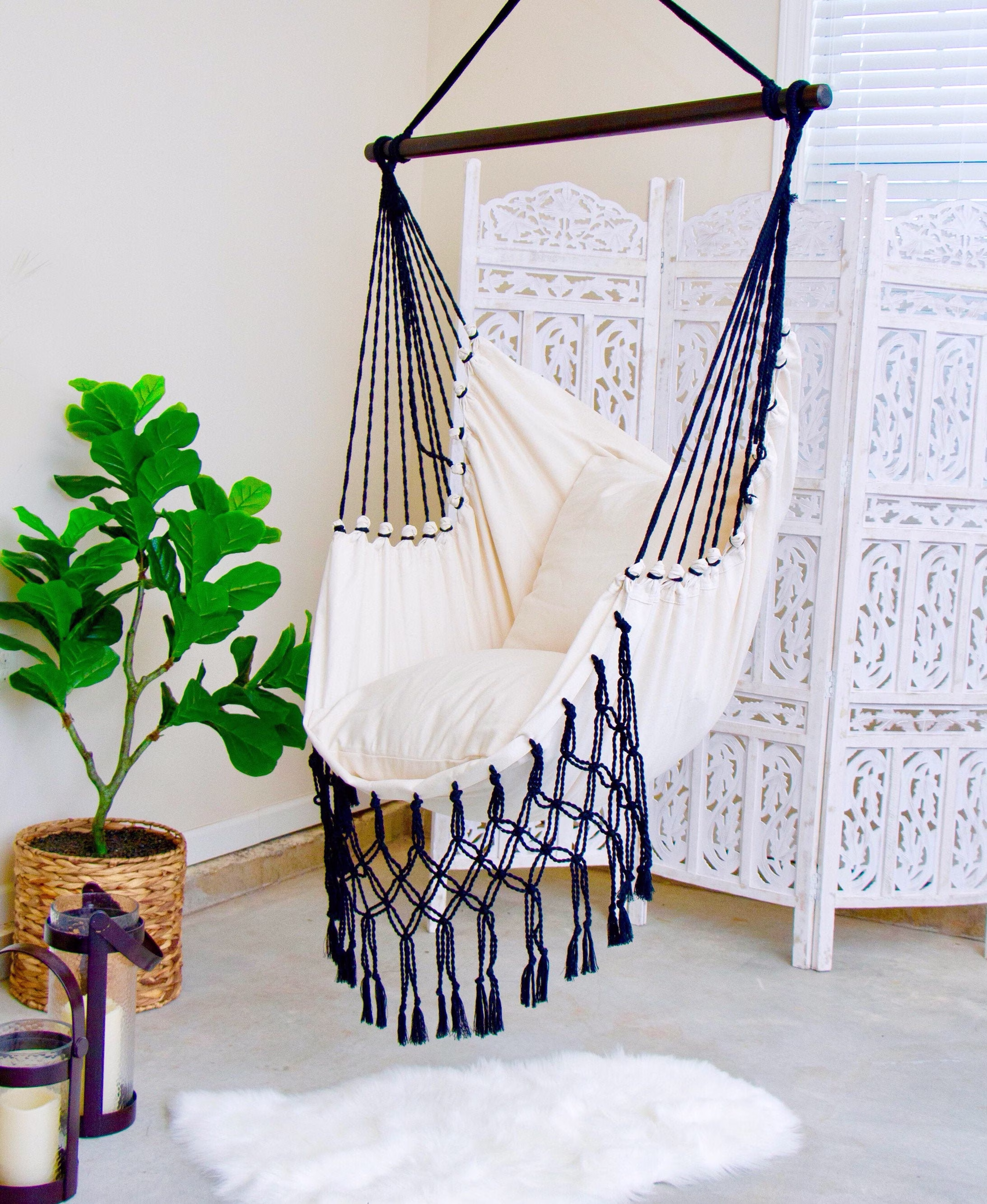 Hanging Chair, Hammock Macrame Swing, Bedroom Swing Chair, Swinging Indoor Swing, Boho Hammock Chair