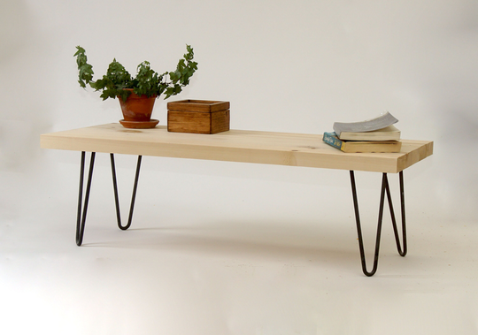 Low Coffee Table, Simple Haipin Leg Metal Black Hairpin Legs - Raw