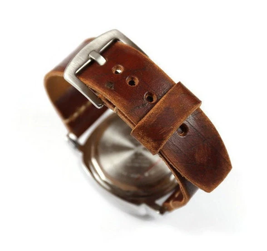 Distressed Leather Watch Strap Replacement Band Men, Brown Band, Handmade Straps 18mm 20mm 22mm 24mm