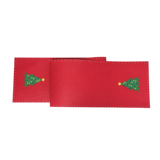 Felt Christmas Tree Table Runner - Red