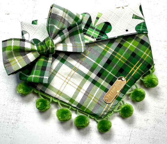 st. Patrick's Day Dog Bandana...optional Pom Trim