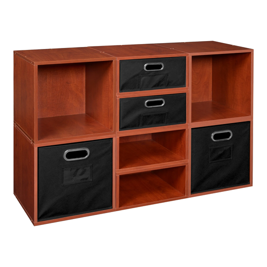 Noble Connect Storage Set- 4 Full Cubes/4 Half Cubes with Foldable Storage Bins- Cherry/Black