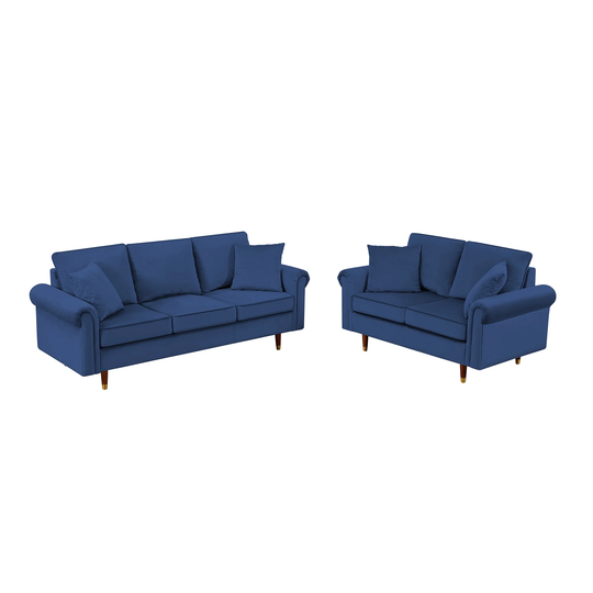 Velvet Sofa Set , 2 Seater and 3 Seater Sofa with Wood Legs