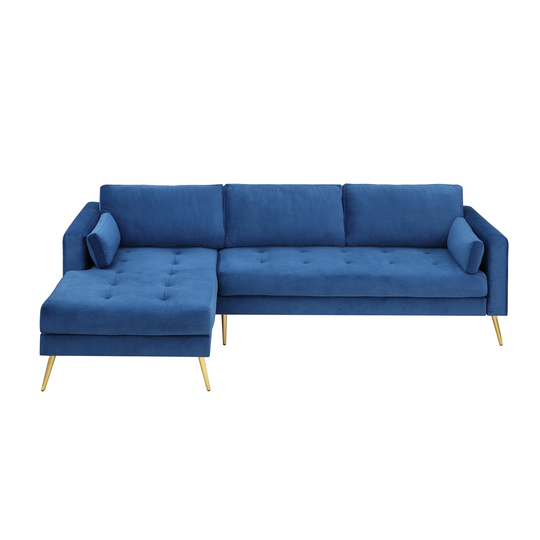 Blue Modern Elegant Velvet L-shaped Sectional Sofa
