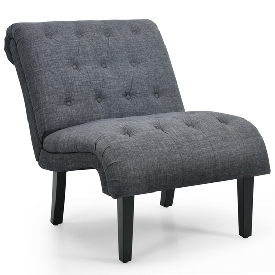 Gymax Armless Accent Chair Upholstered Tufted Lounge Chair Wood Leg - 38.5'' x 27.5'' x 33''