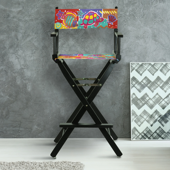 30" Director's Chair Black Frame-Passion Fish - 23"W x 19"D x 45.5"H