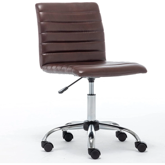 Home Office Mid Back Leatherette Task Chair Swivel Height Adjustable, Vintage Brown