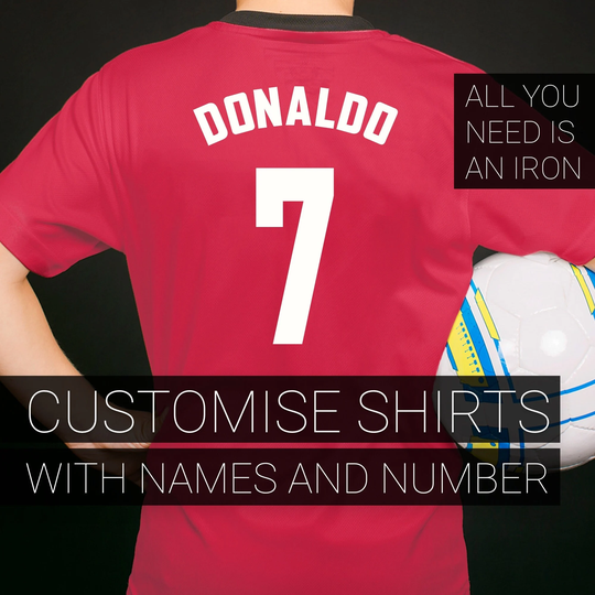 Iron On Transfer For Football Shirt, Number, How To Customise Shirts, Shirt Customisation, Soccer Kit, Create Your Own Kit