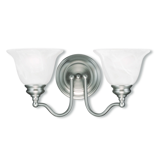Livex Lighting Essex Silver Steel and Alabaster Glass 2-light Bathroom Fixture