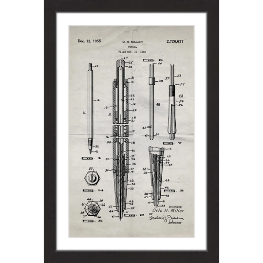 Marmont Hill - Handmade Pencil 1955 Old Paper Framed Print