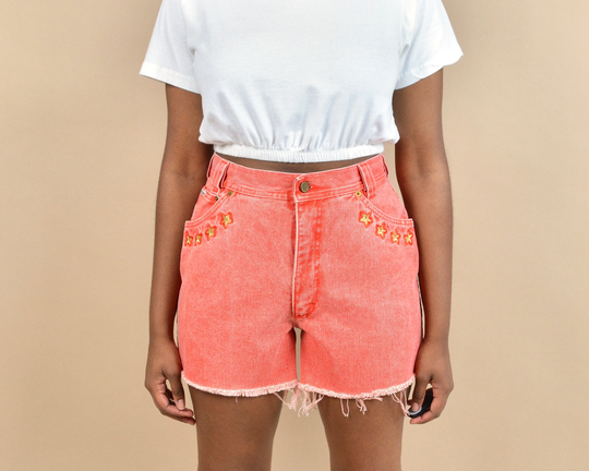 Escape Size 28 High Rise Vintage Denim Orange Nautical Shorts