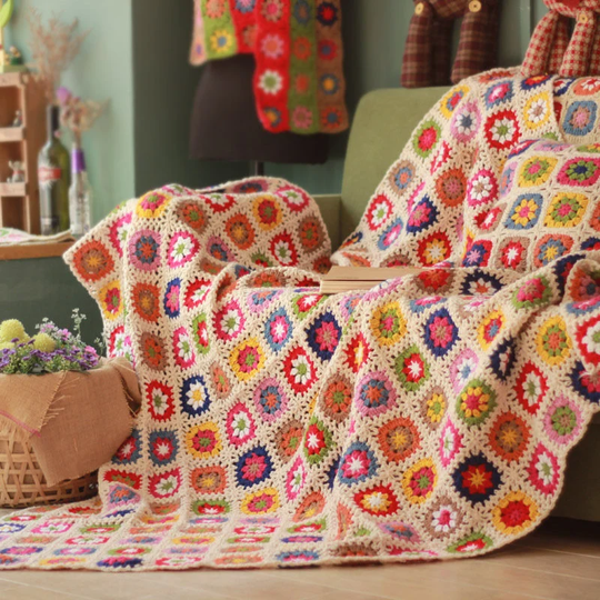 Crochet Blanket, Colorful Handmade Bedspread, Crochet Afghan Throw, Handmade Blanket, Granny Square Blanket