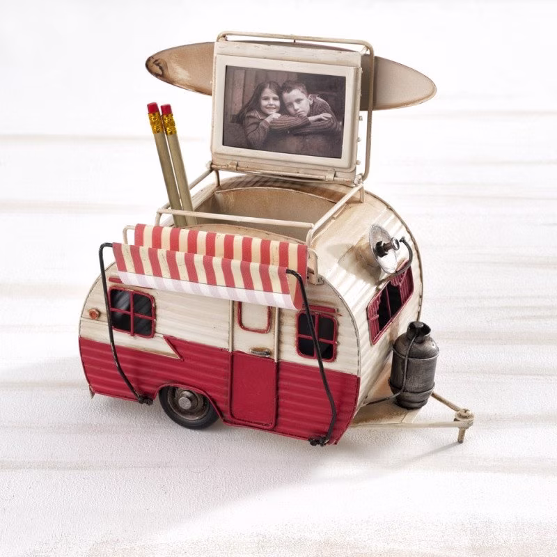 Vintage Metal Caravan Pencil Case Frame Decorative