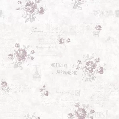 Vintage Roses Postcard Florals 33' L x 21" W Smooth Wallpaper Roll
