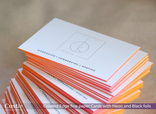 Colored Edge Business Cards. Thick High Quality Cardboard, Foil Stamping in Different Colors