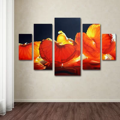'Mandarin Orange' 5 Piece Print Set Wrapped Canvas