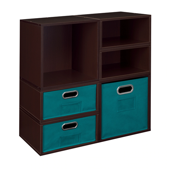 Connect Storage Set- 2 Full Cubes/4 Half Cubes with Bins- Truffle/Teal