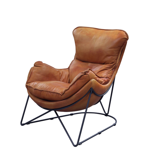 ACME Thurshan Accent Chair in Aperol Top Grain Leather & Black Finish