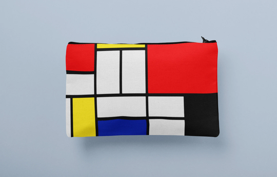 Handmade Pouch, Piet Mondrian Bag, Abstract Art Pouch, Handmade Fabric Zipper Cosmetics Makeup Pencils Soft Case