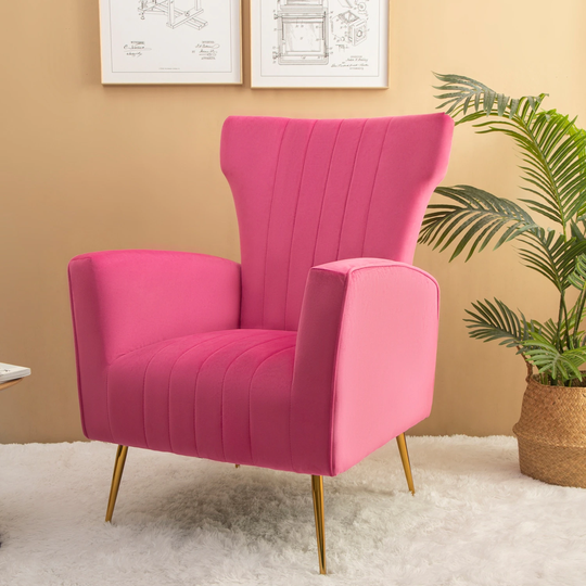 Wingback Arm Chair with Gold Legs