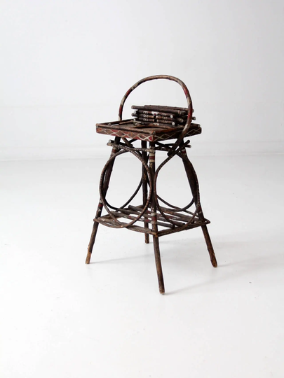 Antique Adirondack Twig Table, Bentwood End Table