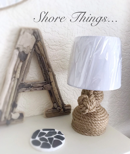 Rope Lamp, Small Nautical Table Lamp With Shade, Beach Home Decor, Knot, Natural Light 11"