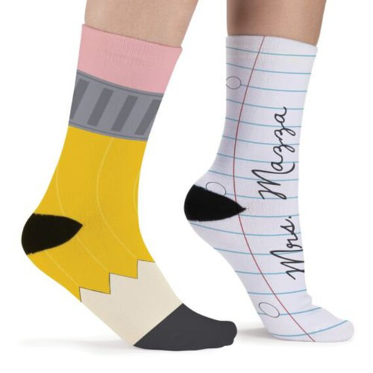 Teacher Gifts, Pencil & Paper Personalized Adult Socks, Classroom Outfit, Graduation Gifts