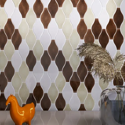 Handmade 4" x 5" Porcelain Grid Mosaic Wall Tile