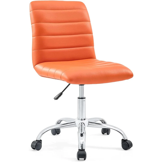 Armless Mid Back Swivel Computer Desk Office Chair In Orange