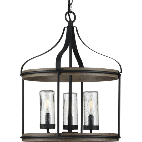 Brenham Collection Black Three-Light Outdoor Pendant - 21.250" x 18.750" x 19.000"