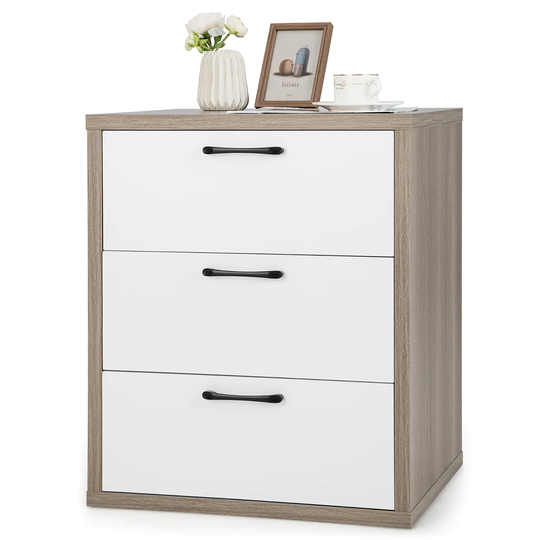 Costway 3 Drawer Dresser Chest of Drawer Storage Cabinet with Wide