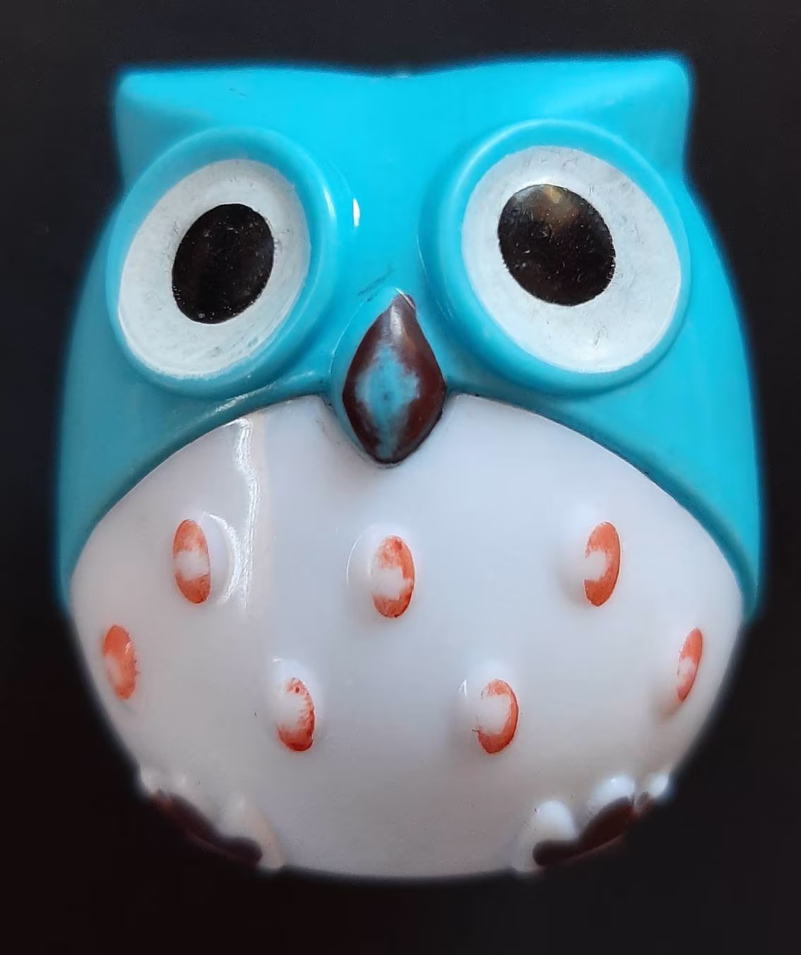 Vintage Plastic Owl Pencil Sharpener Turquoise & White