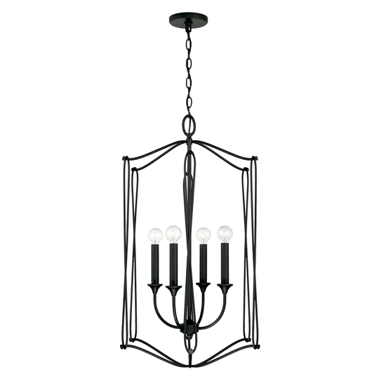 Bentley 19" 4-light Black Iron Foyer Pendant