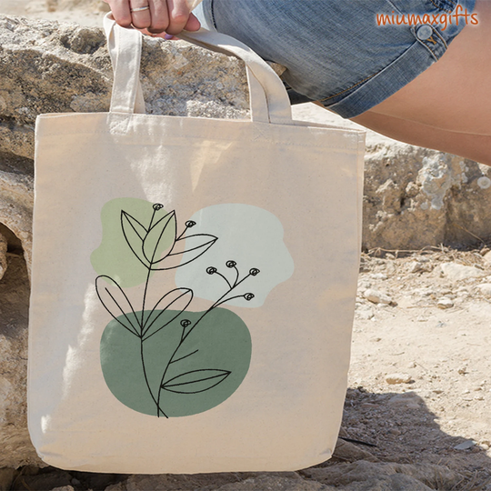 Flower Sage Green Y2K Tote Bag, Floral Abstract Art 90S Minimalist One Line Bag