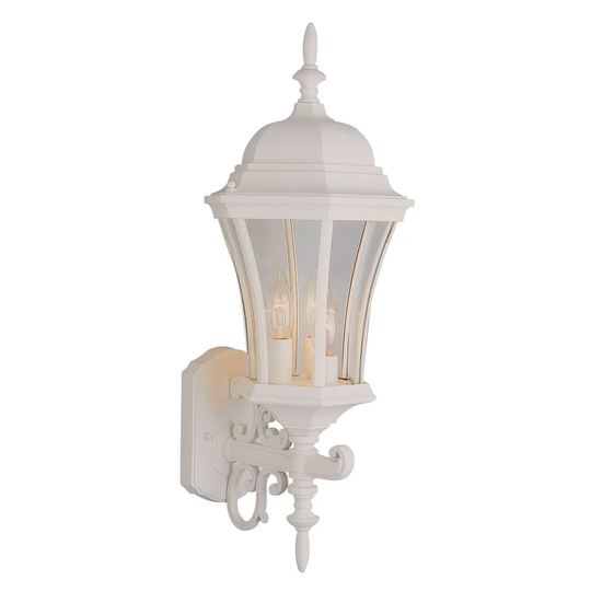 Outdoor Imports Three Light Wall Lantern Burlington II White - Exact Size