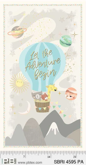 P&b Textiles - Star Bright Sbri 4595 Pa Let The Adventure Begin Panel Light Grey Approx 21-3/4" Wide