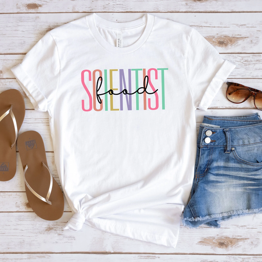 Food Scientist T-Shirt, Nutritionist Co-Worker Birthday Gift For Expert, Rainbow Dietician Apparel Science Technician Tee