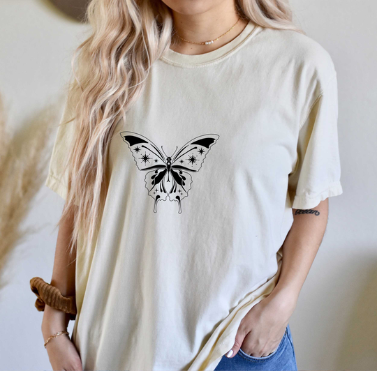Comfort Colors Celestial Butterfly Shirt, Top, Boho T-Shirt, Comfy Oversized T-Shirt