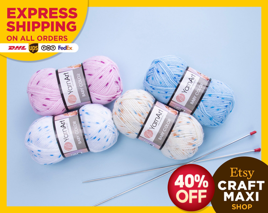 Yarnart Baby Color - Knitting Yarn, Soft Baby Seasonal Colorful, Sport Blanket 100% Acrylic, 1.76 Oz, 164.04 Yds