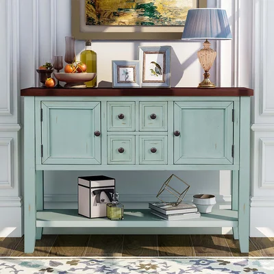 Buffet Sideboard Console Table With Bottom Shelf