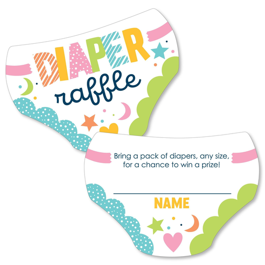 Colorful Baby Shower - Diaper Shaped Raffle Ticket Inserts Gender Neutral Activities Game Set Of 24