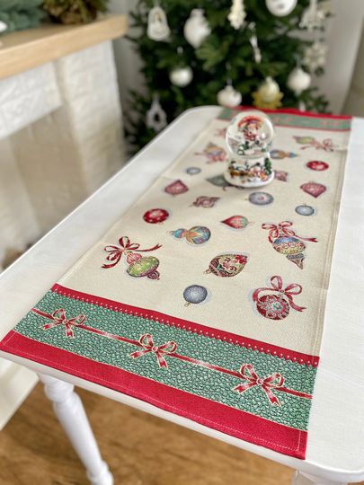 Christmas Time Table Runner. New Year Tapestry Decor. Table Linens. Textile Home Gift