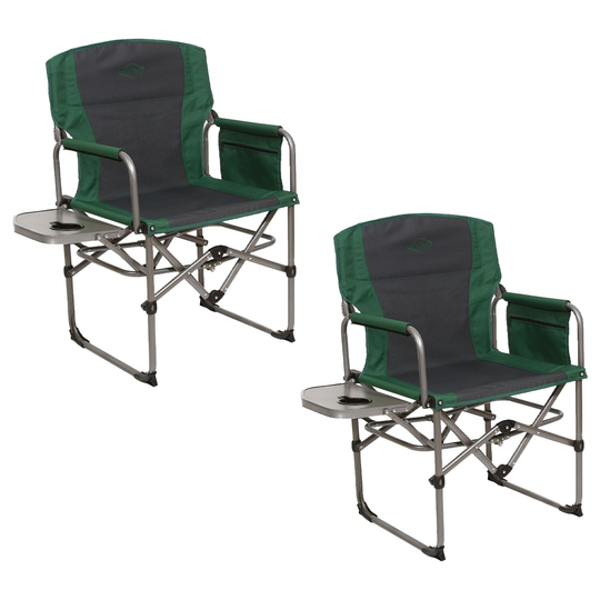 Kamp-Rite Compact Director's Chair w/Side Table & Organizer, Green (2 Pack) - 11