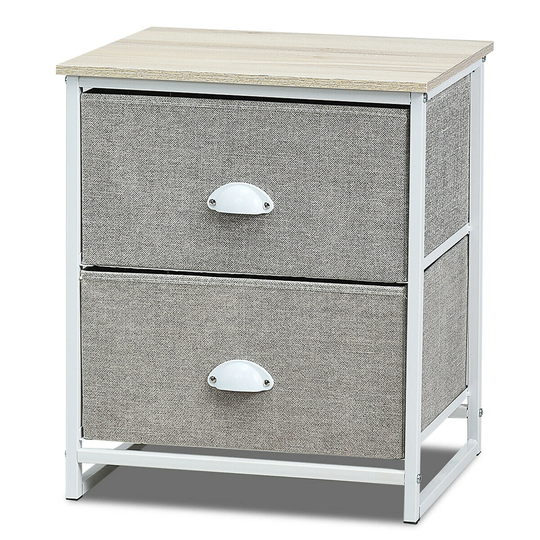 2 Drawers Nightstand Solid Structure Side Table