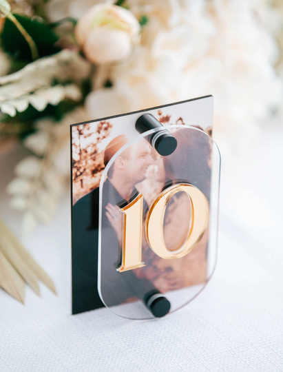 Wedding Table Numbers Custom Photo Modern Party Event Decor, Acrylic Numbers, Oval Shape Sign | Ptn622