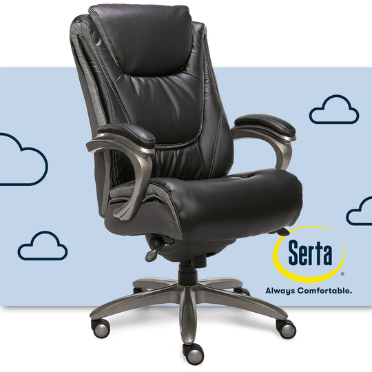 Serta Baxter Big and Tall Smart Layers Executive Office Chair, Black/ Gray