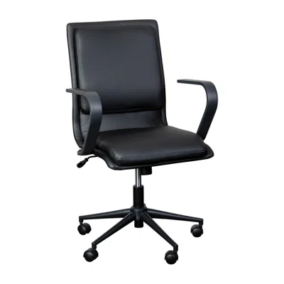 Towerside Mid-Back Designer Executive Upholstered Office Chair with Brushed Metal Base and Arms